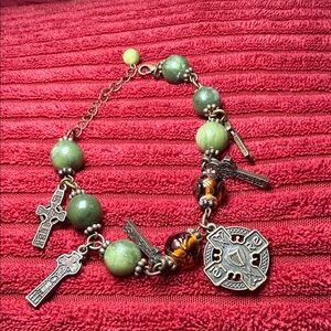 Connemara Marble “Crosses of Ireland” Charm Bracelet – Rare